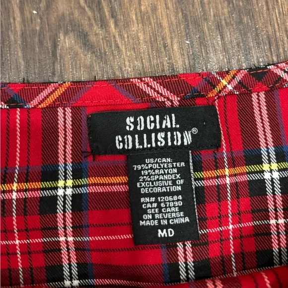 Social Collison Plaid Pleated Skirt with bows Size M - Picture 3 of 13